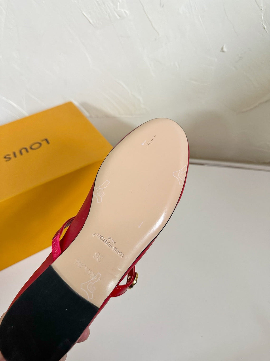 ROMY FLAT BALLERINA IN RUBY RED CALFSKIN