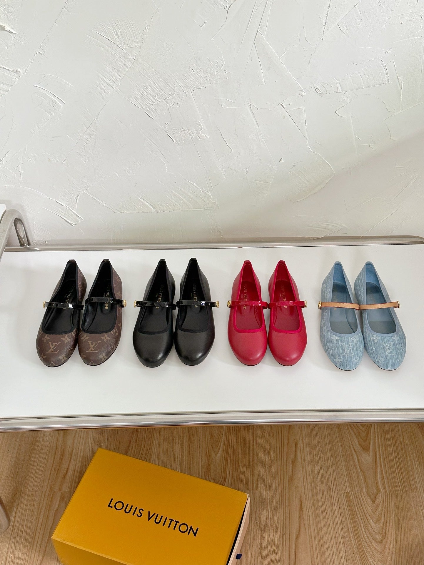 ROMY FLAT BALLERINA IN LIGHT BLUE MONOGRAM DENIM FABRIC