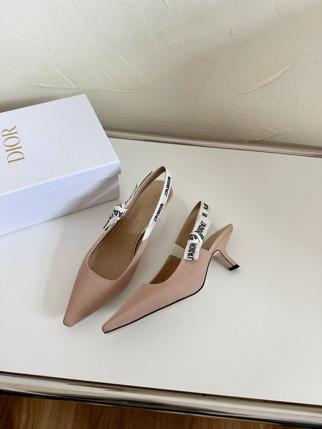 J'ADIOR SLINGBACK PUMP NUDE PINK TECHNICAL FABRIC 65 MM
