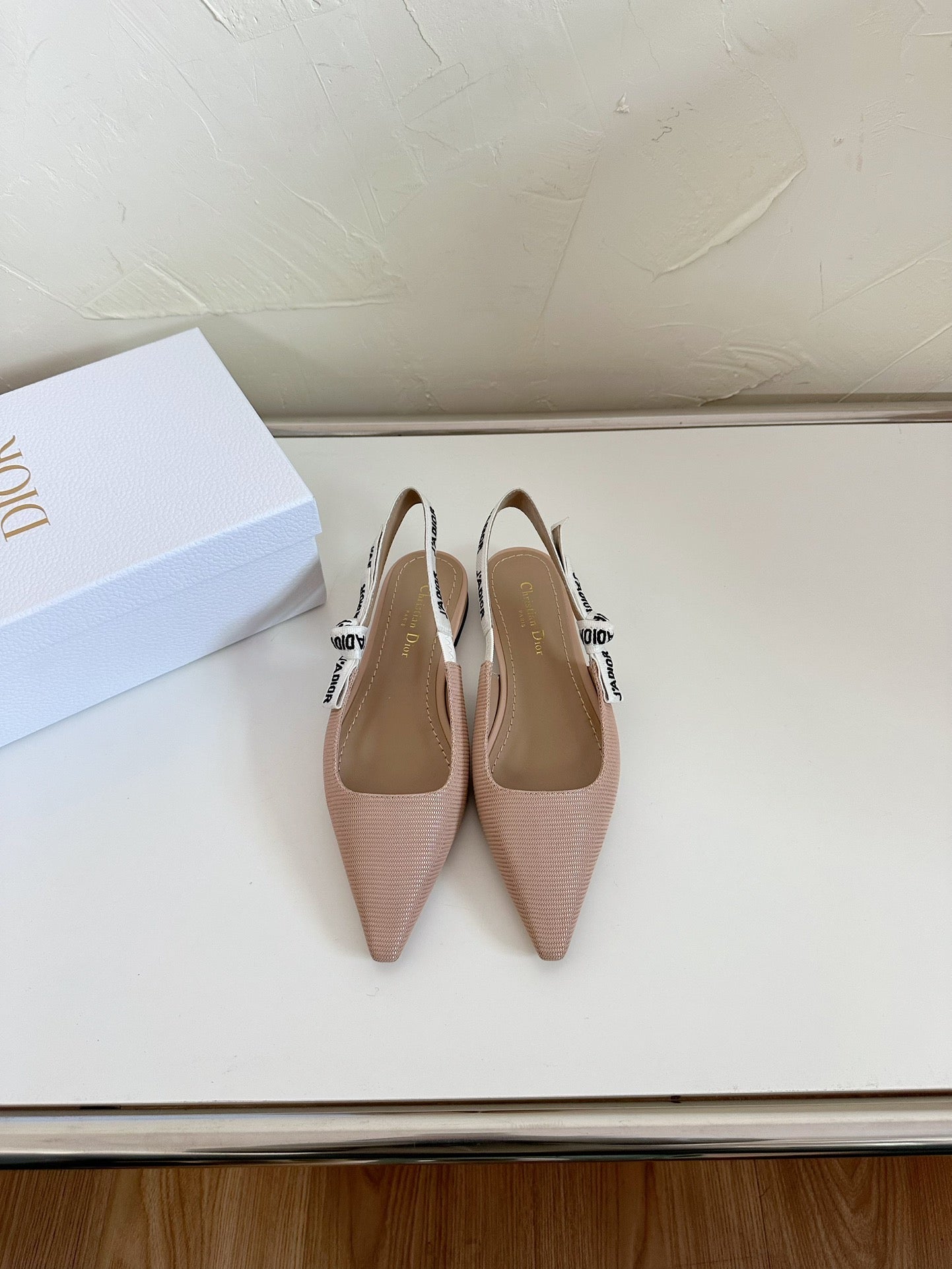 J'ADIOR SLINGBACK FLAT NUDE PINK TECHNICAL FABRIC