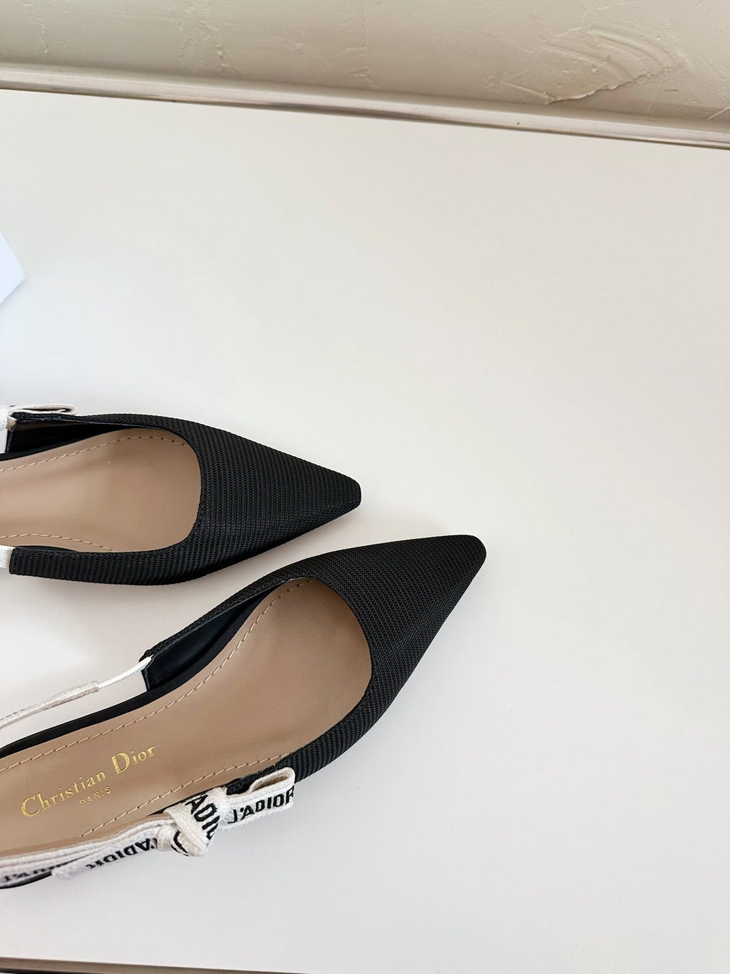 J'ADIOR SLINGBACK FLAT BLACK TECHNICAL FABRIC