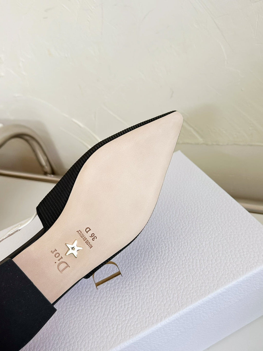 J'ADIOR SLINGBACK FLAT BLACK TECHNICAL FABRIC