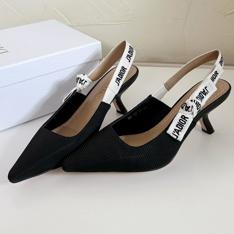 J'ADIOR SLINGBACK PUMP BLACK TECHNICAL FABRIC 65 MM
