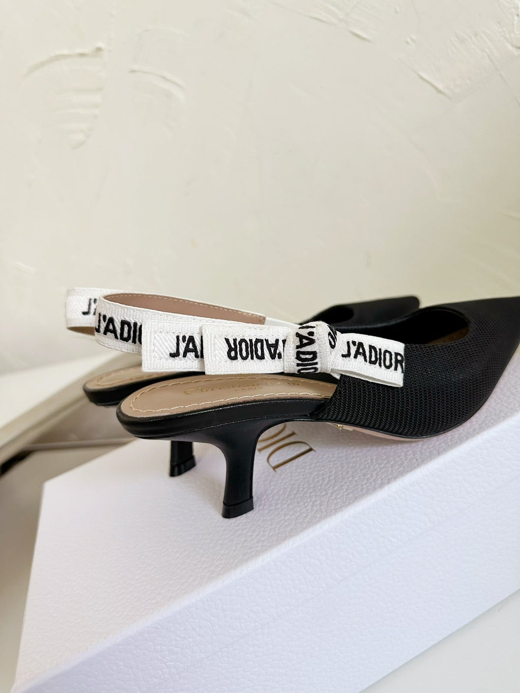 J'ADIOR SLINGBACK PUMP BLACK TECHNICAL FABRIC 65 MM