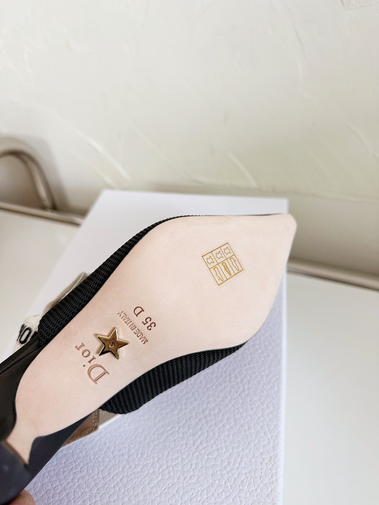 J'ADIOR SLINGBACK PUMP BLACK TECHNICAL FABRIC 65 MM