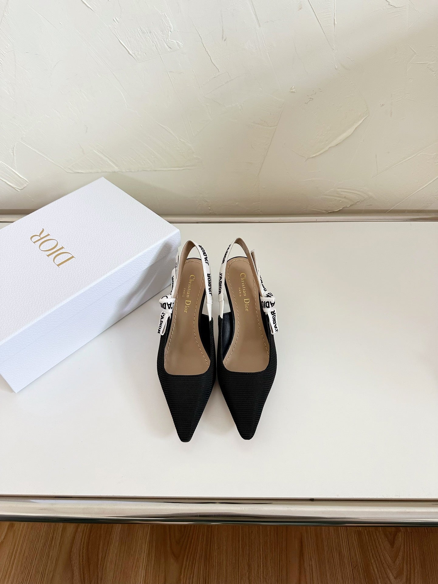 J'ADIOR SLINGBACK PUMP BLACK TECHNICAL FABRIC 65 MM