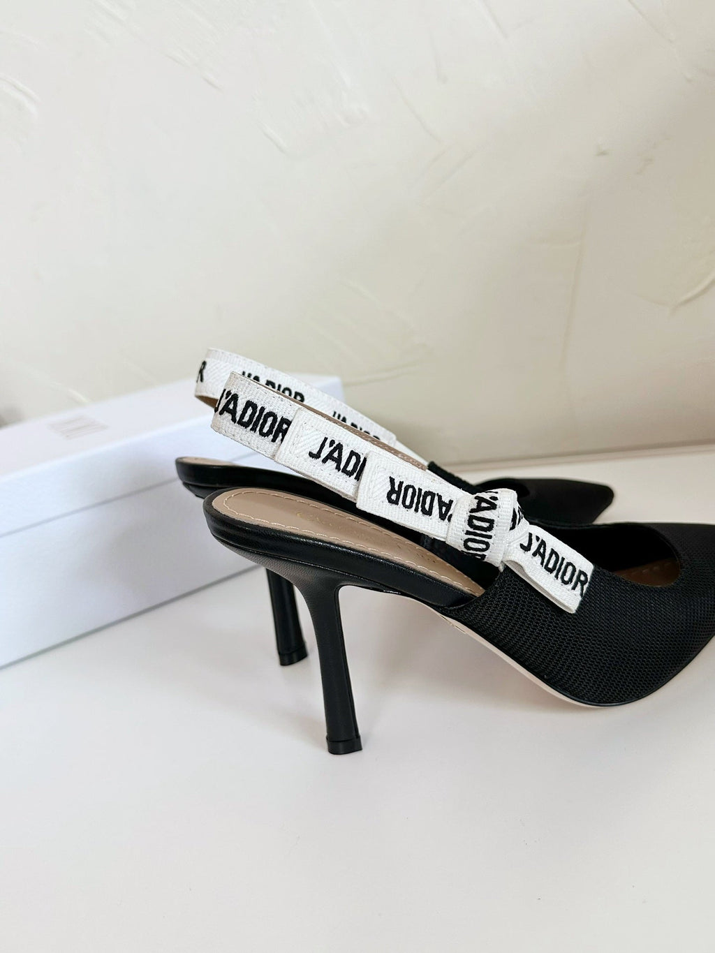 J'ADIOR SLINGBACK PUMP BLACK TECHNICAL FABRIC 10 CM