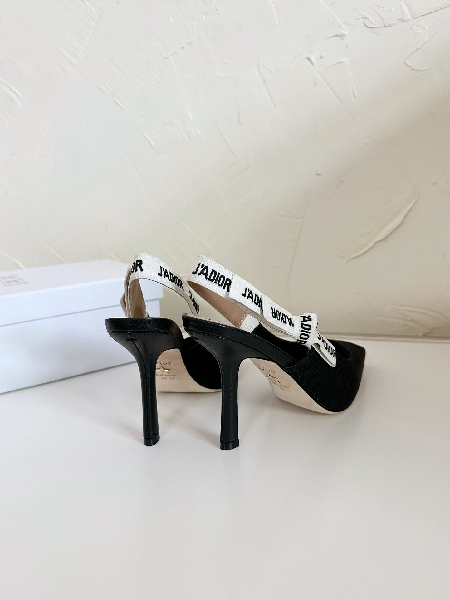 J'ADIOR SLINGBACK PUMP BLACK TECHNICAL FABRIC 10 CM