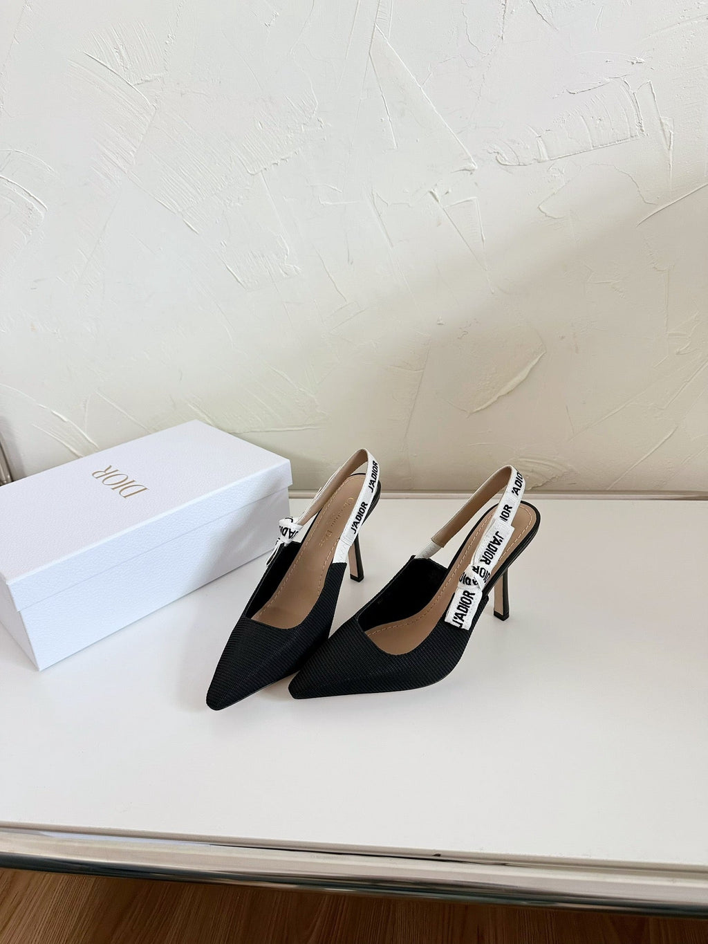 J'ADIOR SLINGBACK PUMP BLACK TECHNICAL FABRIC 10 CM