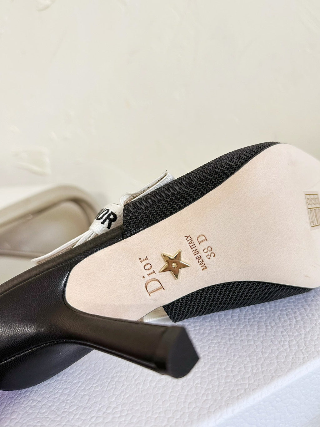 J'ADIOR SLINGBACK PUMP BLACK TECHNICAL FABRIC 10 CM