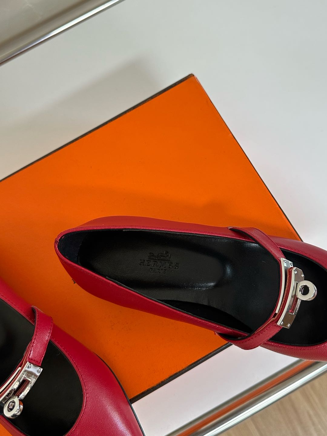 KIARA FLAT PUMP IN RUBY RED CALFSKIN