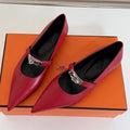 KIARA FLAT PUMP IN RUBY RED CALFSKIN