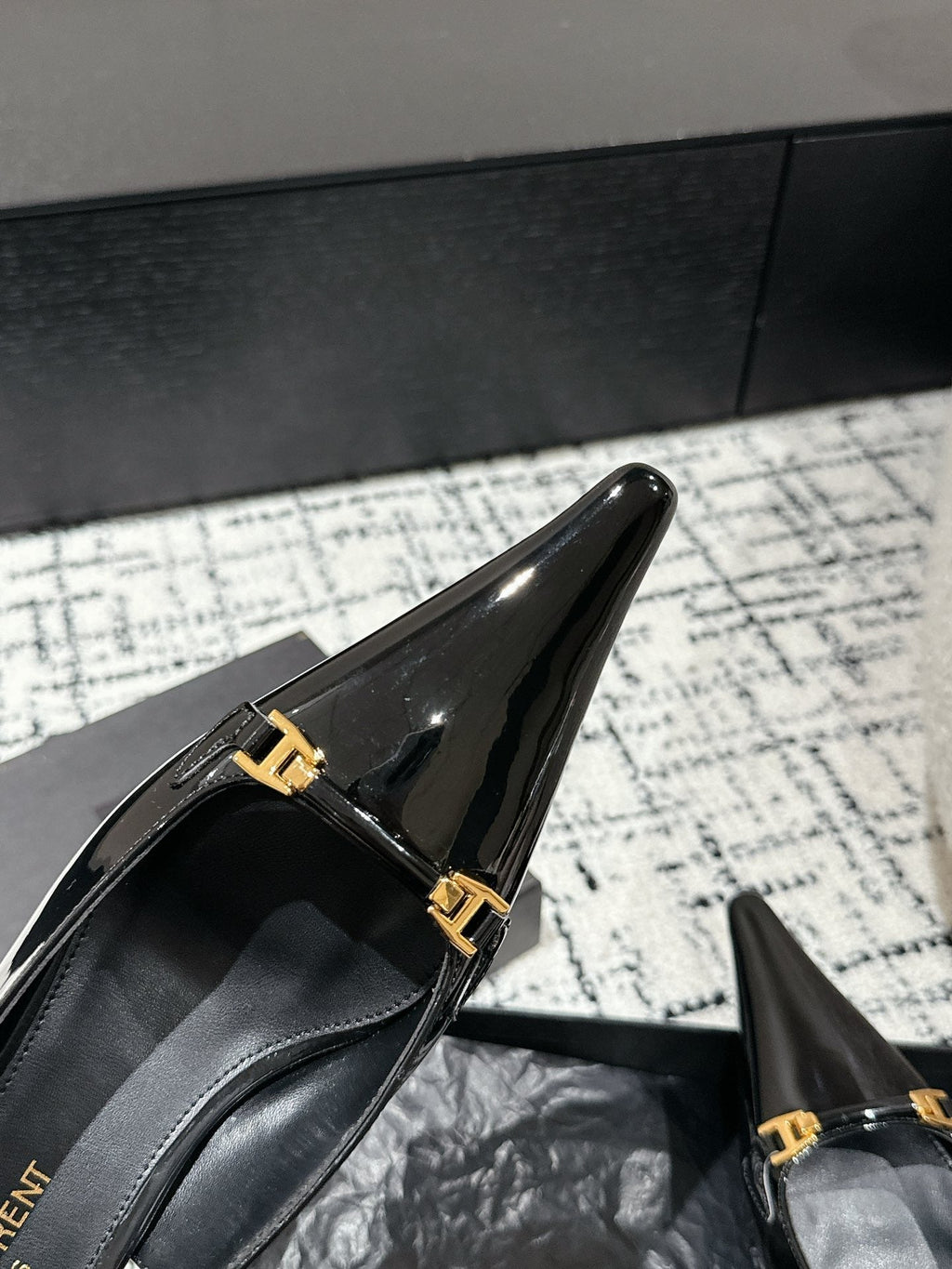 SL CARINE SLINGBACKS PUMP 45 BLACK CALFSKIN