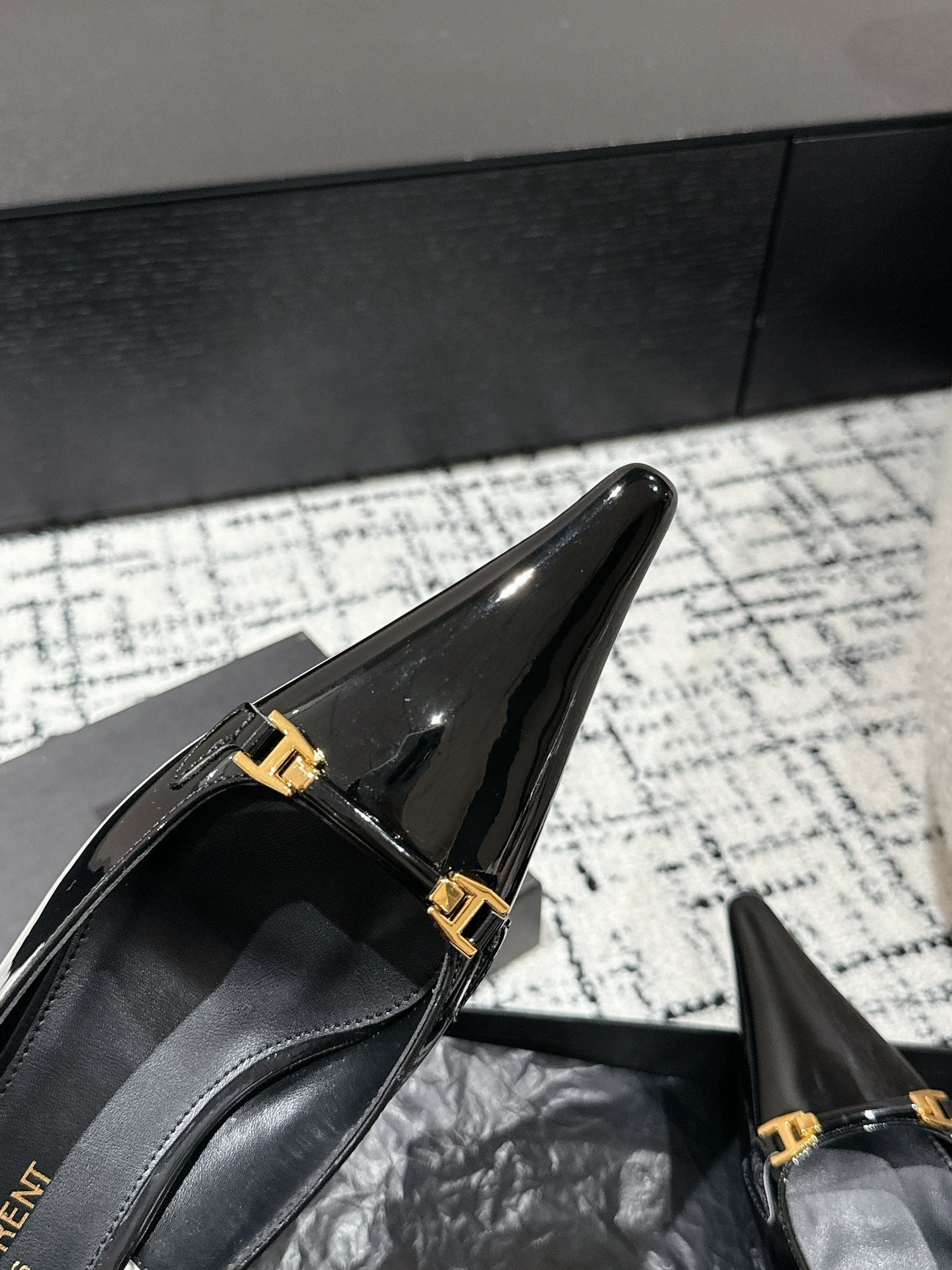 SL CARINE SLINGBACKS PUMP 45 BLACK CALFSKIN