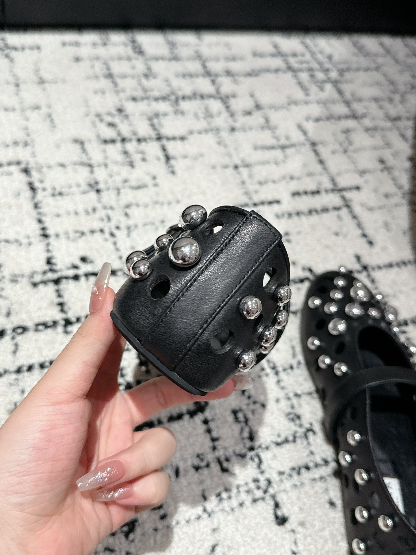 ALAIA PEARL MARY JANE SHOES IN BLACK LAMBSKIN