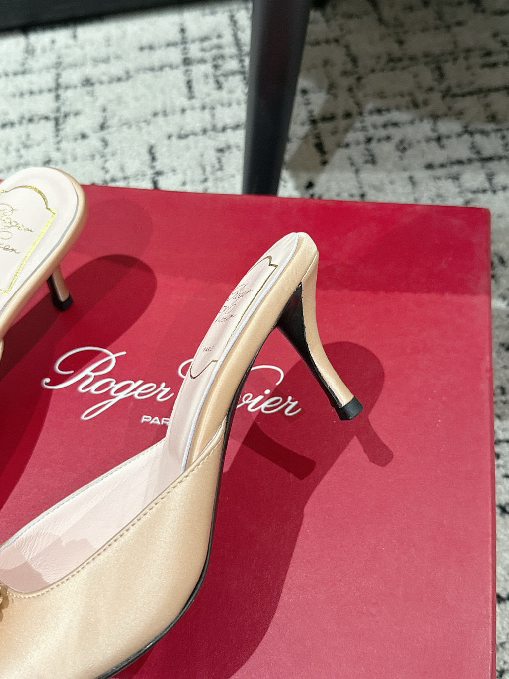 ROGER VIVIER 25S EFFLORESCENCE MULES 65MM IN GOLD SATIN EMBELLISHED CRYSTALS