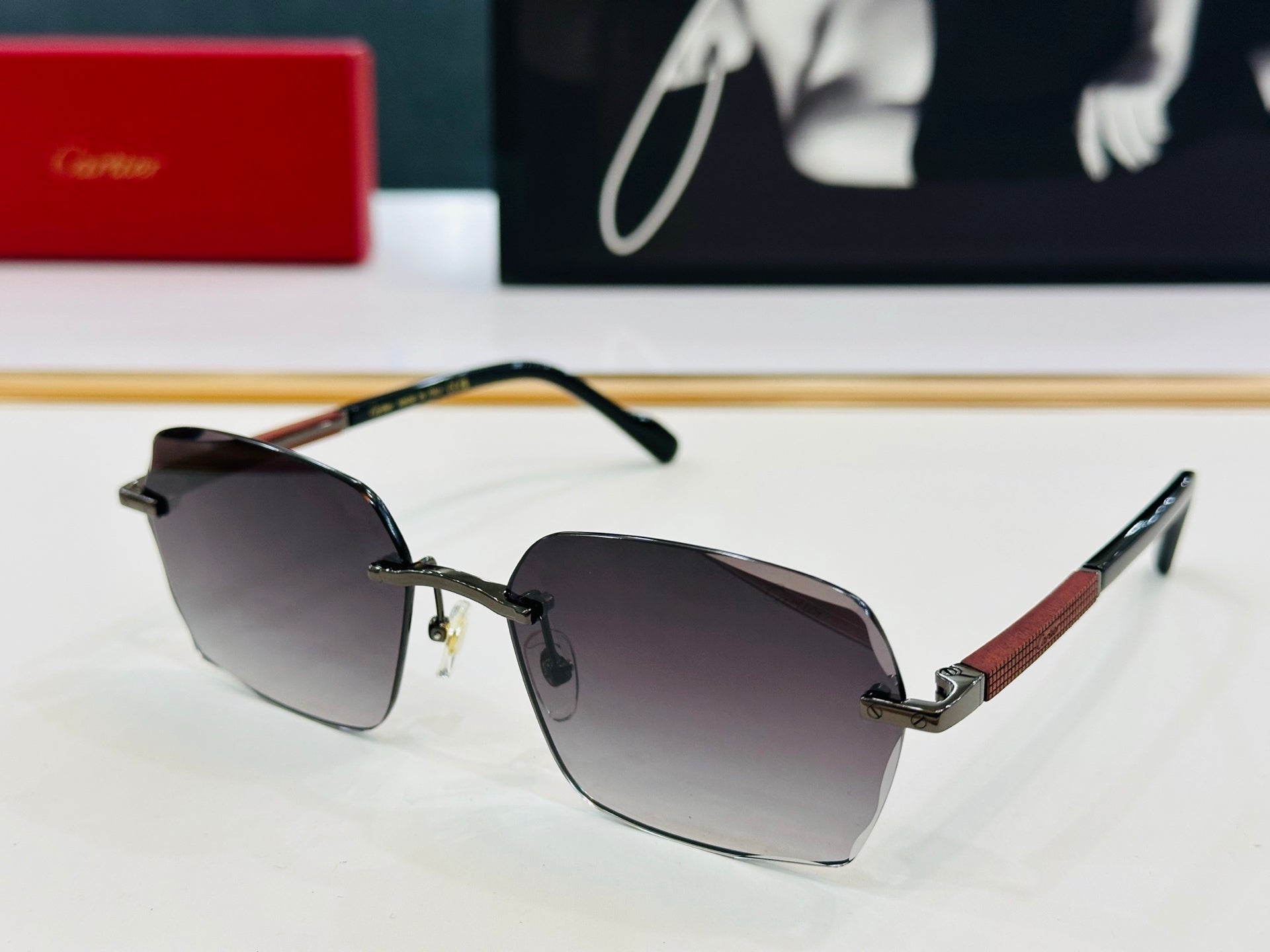 SIGNATURE C DE RECTANGULAR FRAME SUNGLASSES CT0483S IN METAL AND WOODEN