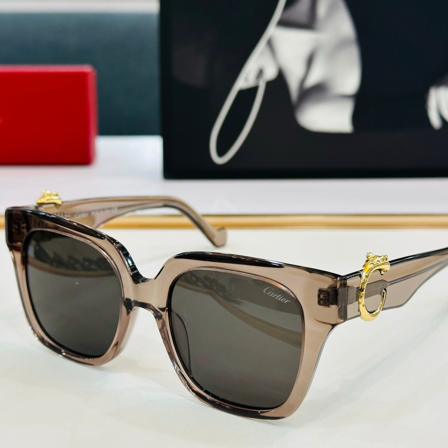 PANTHÈRE SQUARE FRAME SUNGLASSES 575857 IN ACETATE