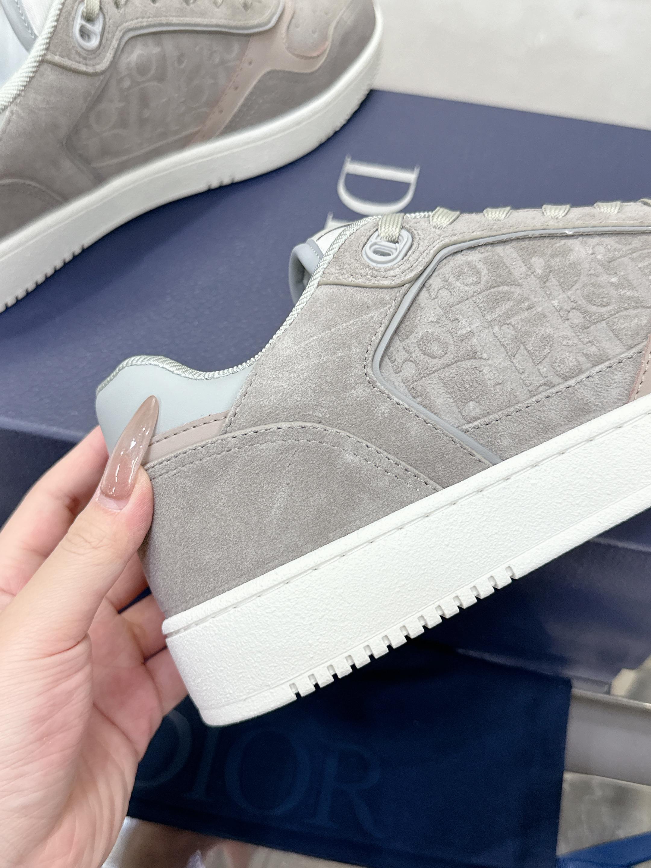 DIOR 25S B27 UPTOWN LOW-TOP SNEAKERS IN GREY CALFSKIN STYLE 6