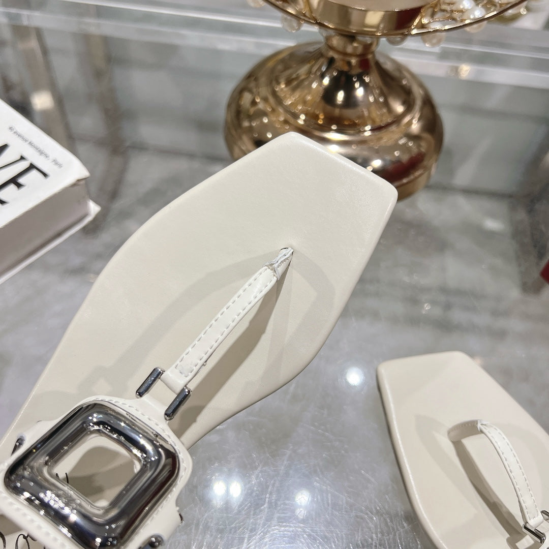 VIV' BY THE SEA SANDALS IN WHITE CALFSKIN