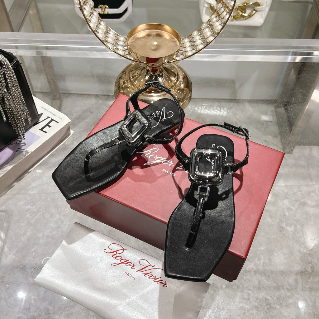 VIV' BY THE SEA SANDALS IN BLACK CALFSKIN