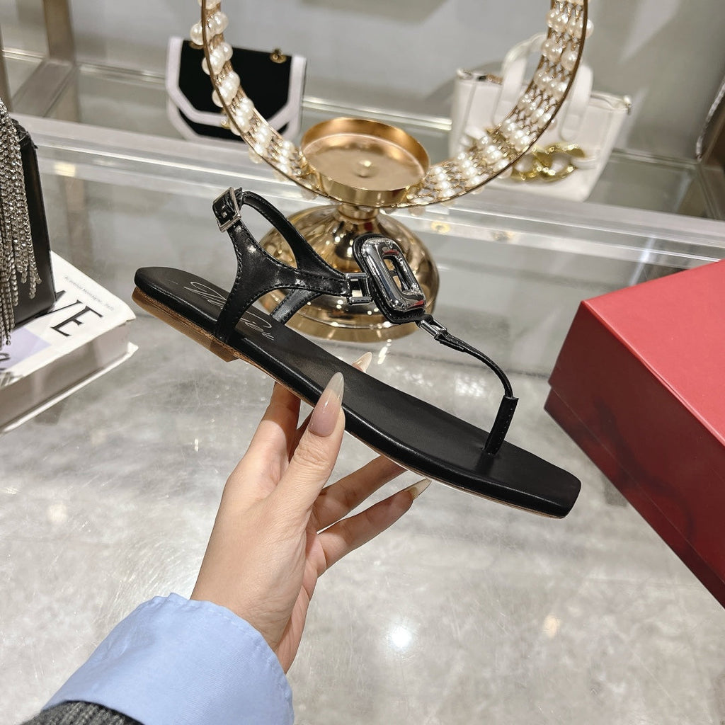 VIV' BY THE SEA SANDALS IN BLACK CALFSKIN