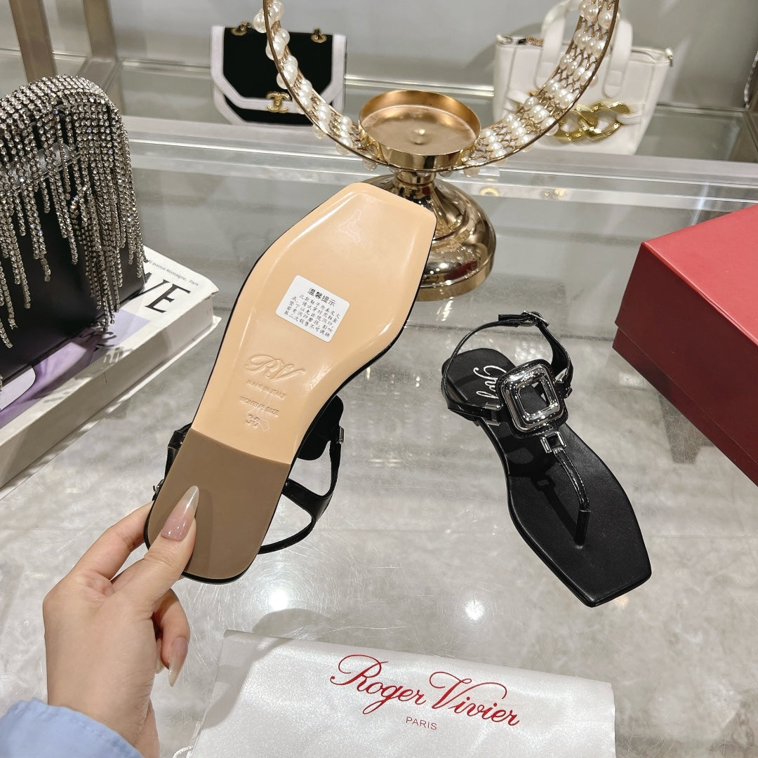 VIV' BY THE SEA SANDALS IN BLACK CALFSKIN