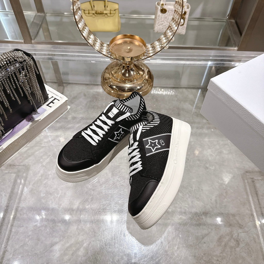 CD STAR SNEAKER 4CM IN BLACK AND WHITE MESH FABRIC