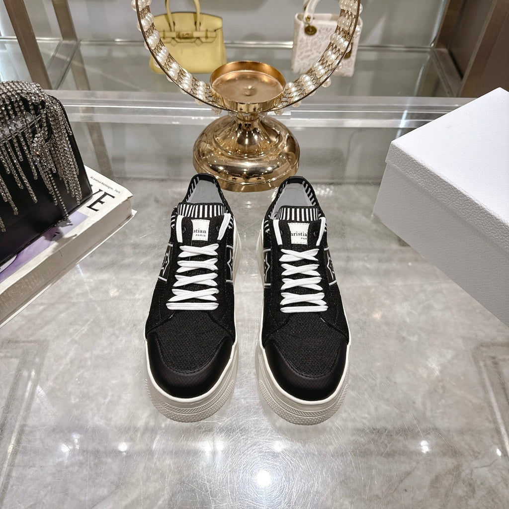 CD STAR SNEAKER 4CM IN BLACK AND WHITE MESH FABRIC