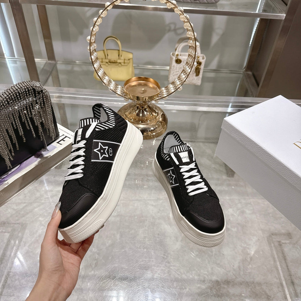 CD STAR SNEAKER 4CM IN BLACK AND WHITE MESH FABRIC