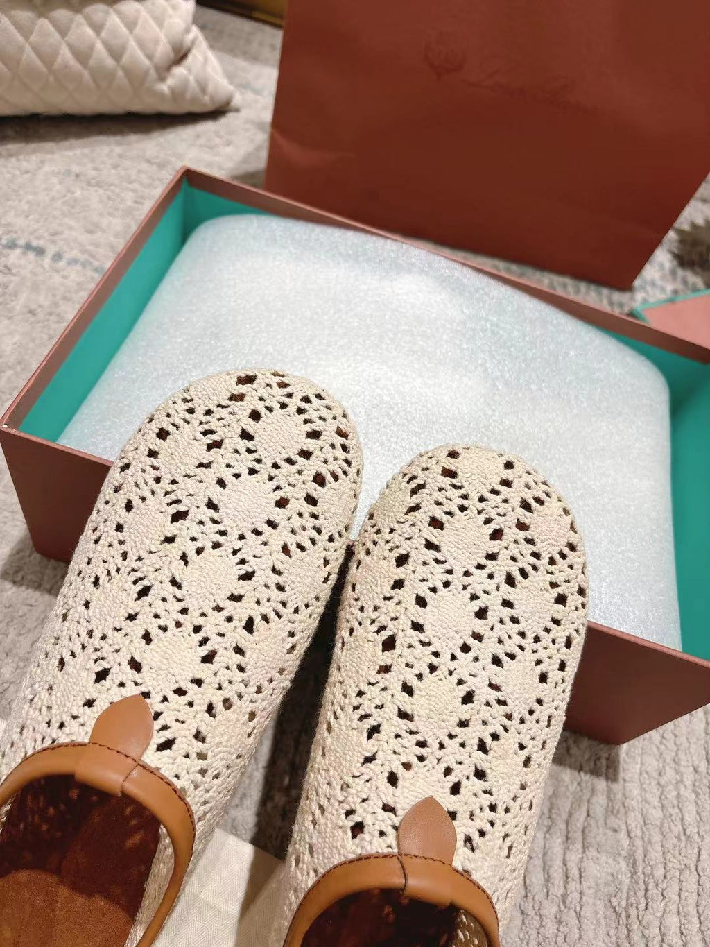 FLAT SHOES 25 IN WHITE MESH FABRIC