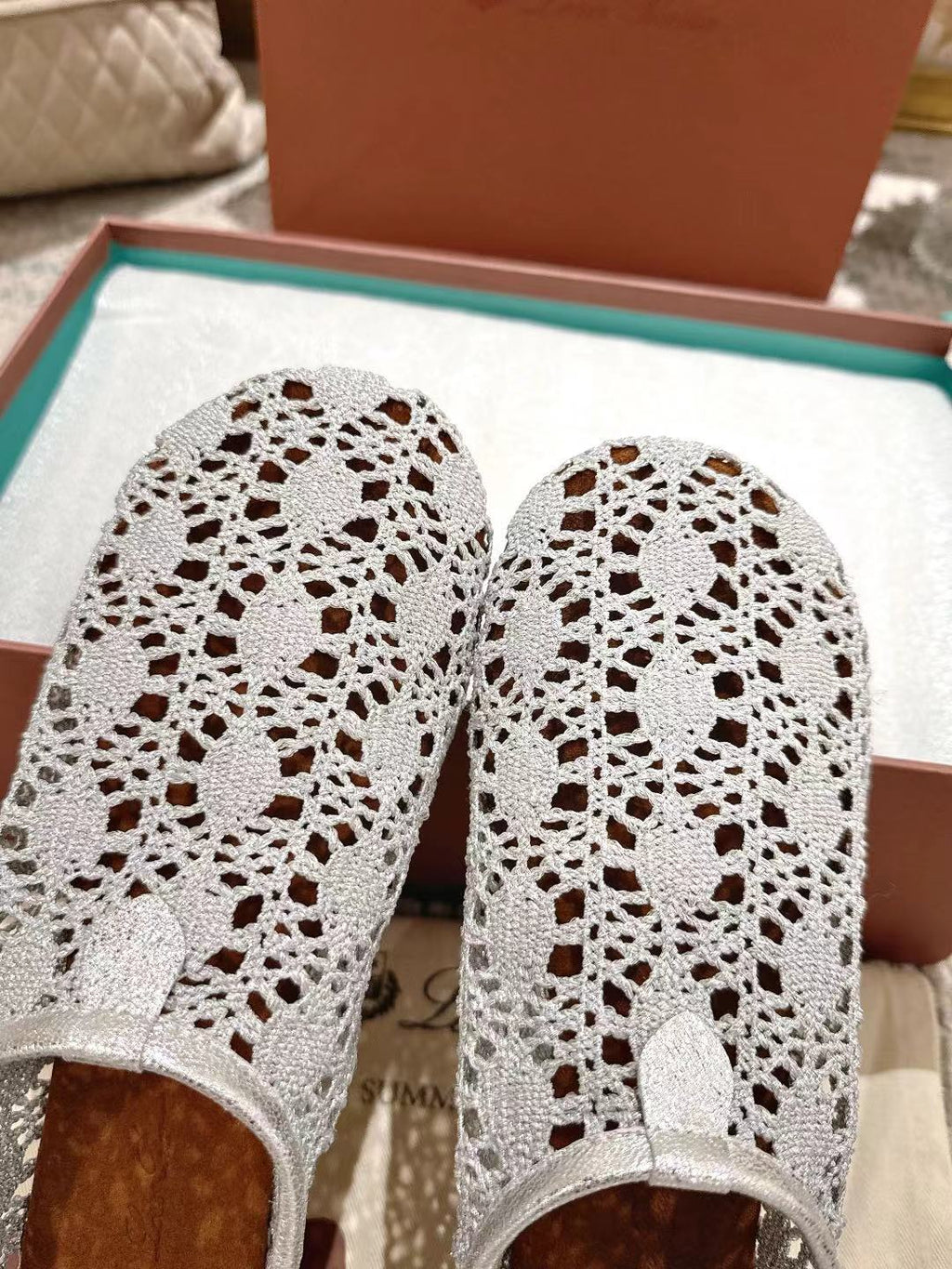 FLAT SHOES 25 IN PAPER WHITE MESH FABRIC