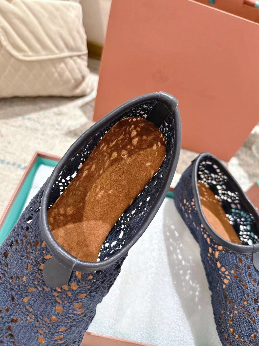 FLAT SHOES 25 IN DARK BLUE MESH FABRIC