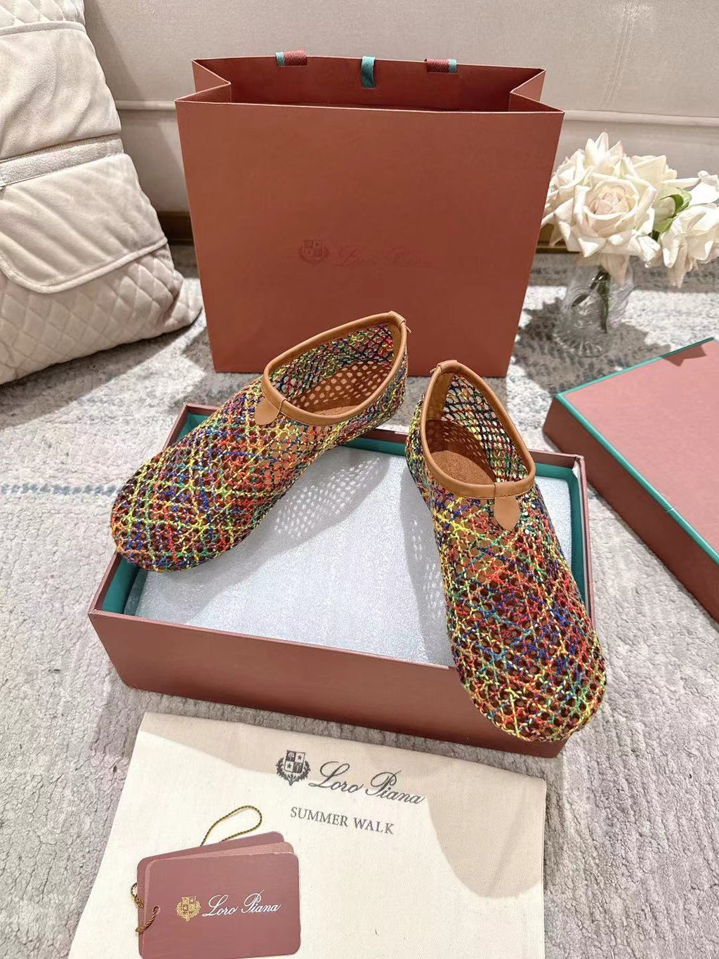 FLAT SHOES MULTICOLOR MESH FABRIC