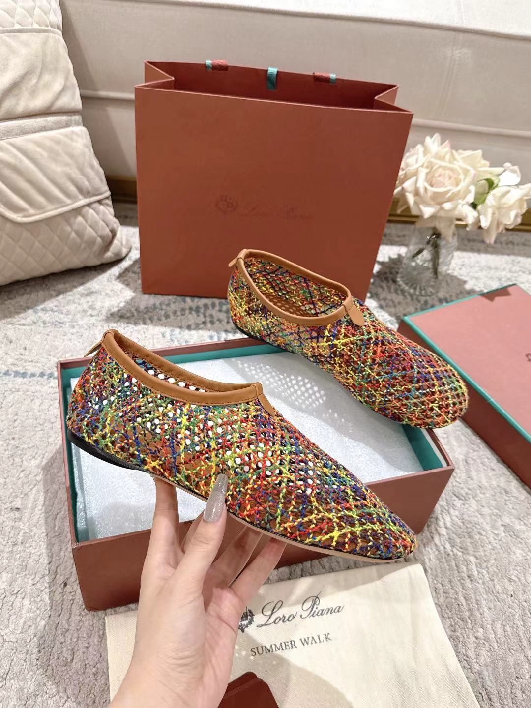 FLAT SHOES MULTICOLOR MESH FABRIC