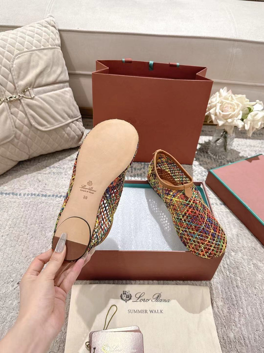 FLAT SHOES MULTICOLOR MESH FABRIC