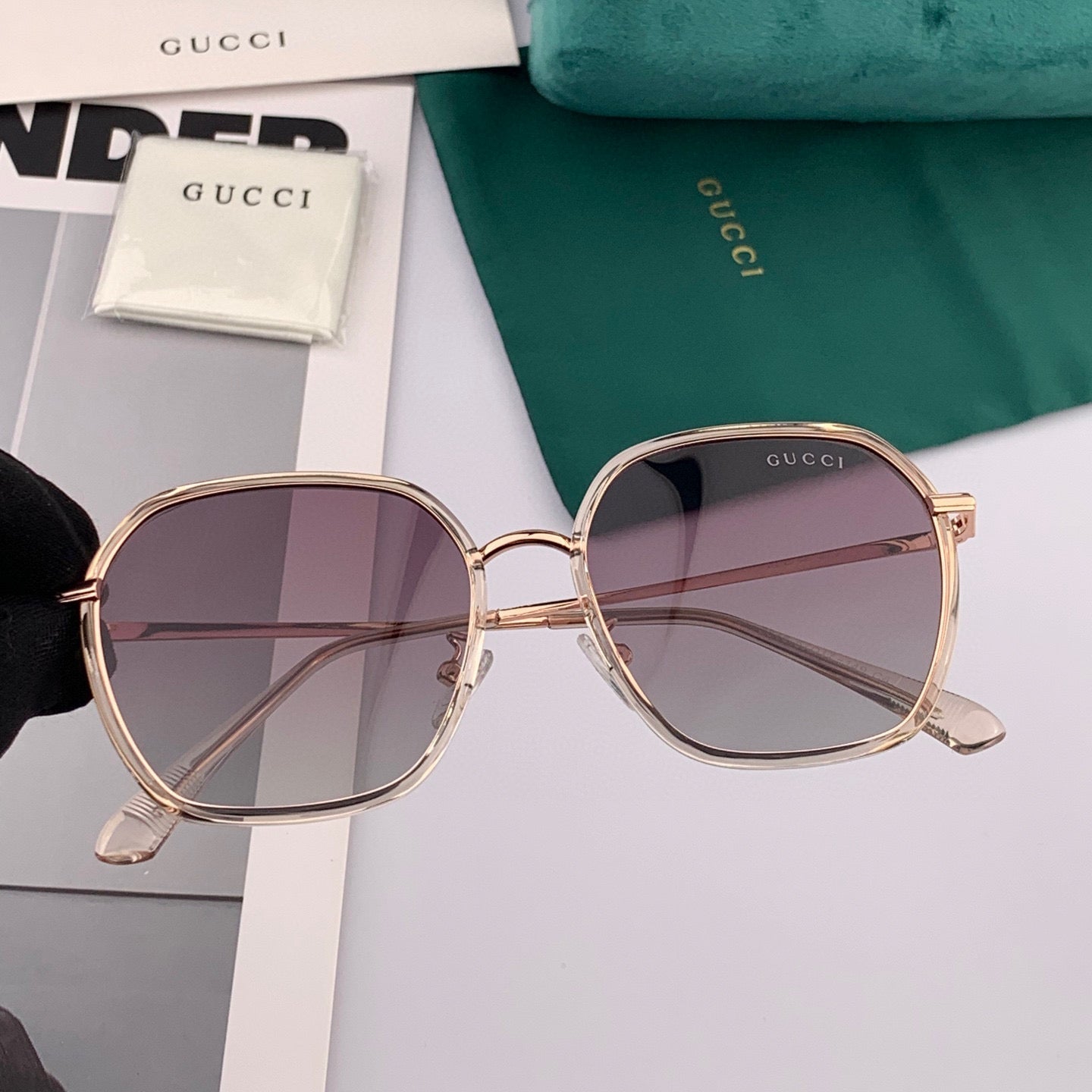 SQUARE FRAME SUNGLASSES G8384 IN METAL AND ACETATE