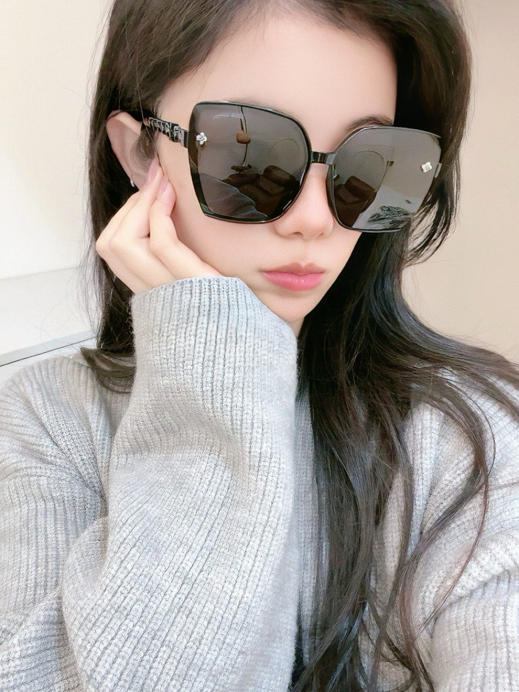 SQUARE SUNGLASSES L3992 IN ACETATE EMBOSSED LOGO