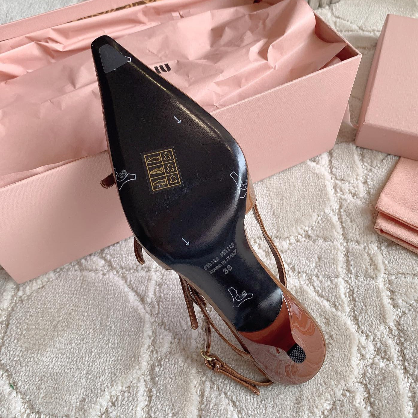 Slingback Ash Brown Leather With Stylized Cross Straps - Mid Heels