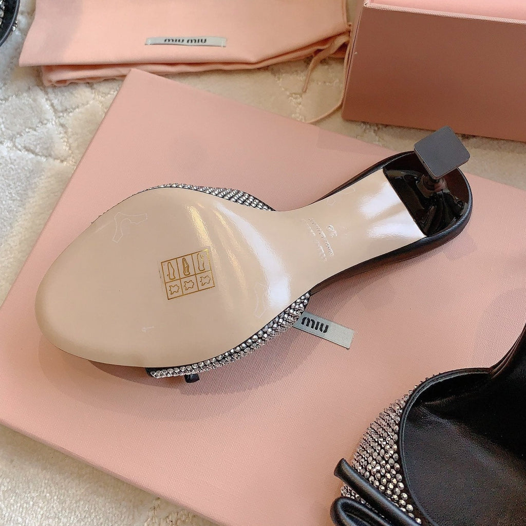 Black High - Heels Diamond Sheepskin