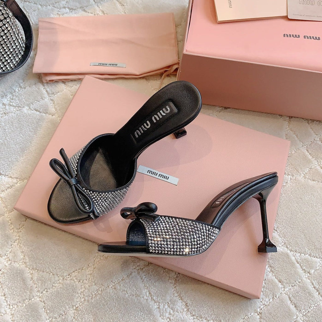 Black High - Heels Diamond Sheepskin