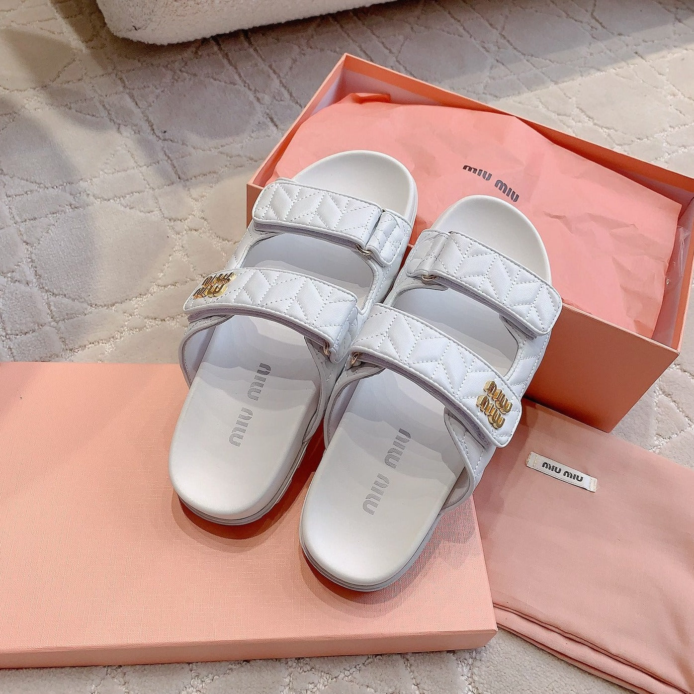 White Stylized Slippers Sheepskin