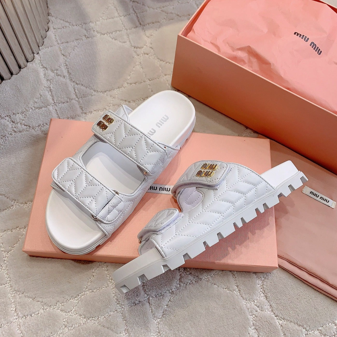 White Stylized Slippers Sheepskin