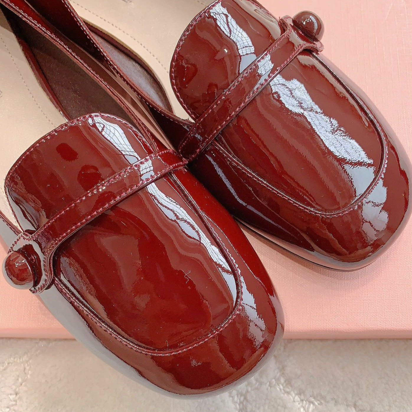 Reddish Brown Loafer Shoes Sheepskin