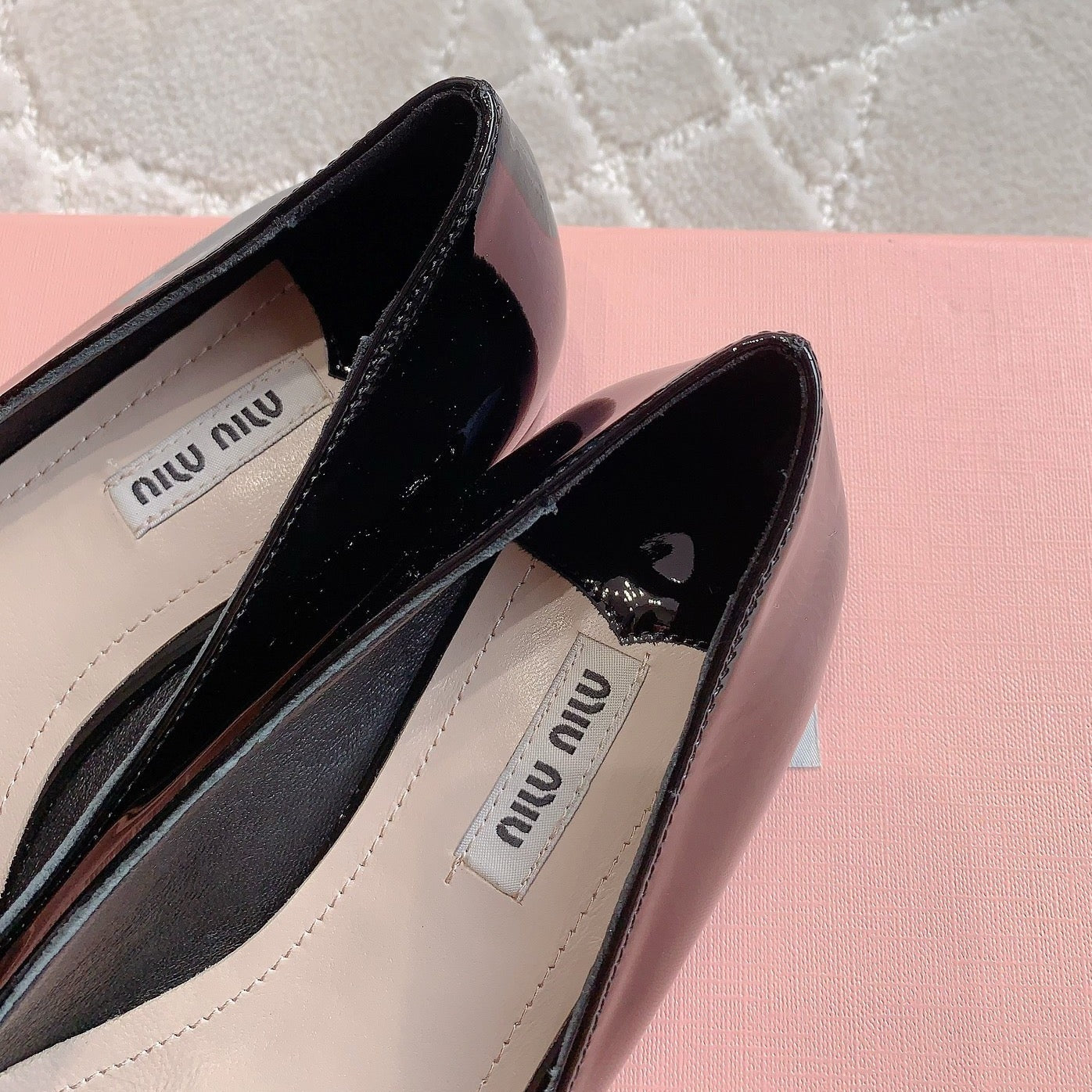 Glossy Black Ballet Shoes Sheepskin