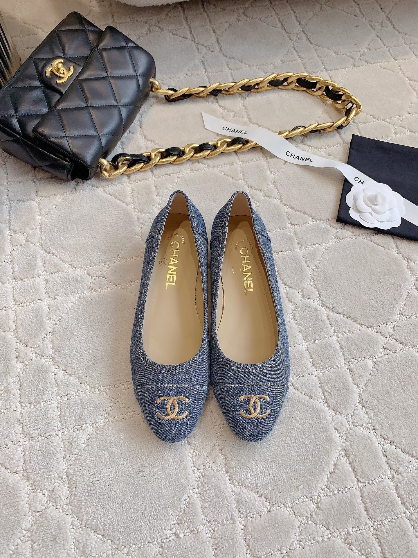BALLET FLATS IN AEGEAN BLUE DENIM