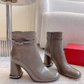 VIV' PODIUM BOOTIES IN GREY GLOSSY LAMBSKIN