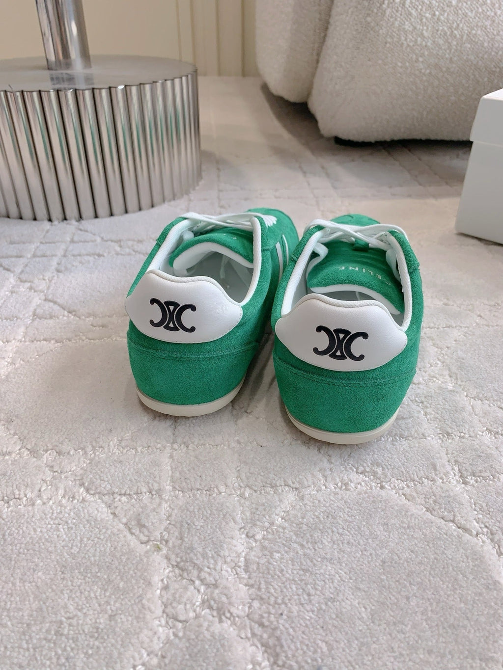 CELINE 25S JOGGER LOW LACE UP SNEAKER IN DEEP TEAL CALFSKIN AND SUEDE