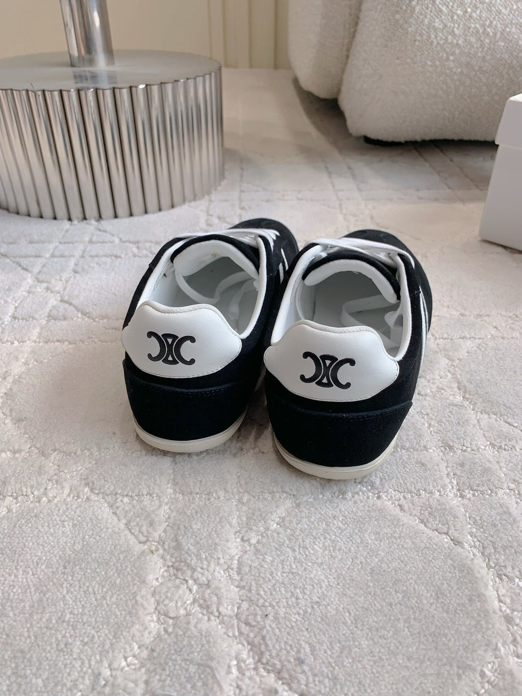 CELINE 25S JOGGER LOW LACE UP SNEAKER IN BLACK CALFSKIN AND SUEDE