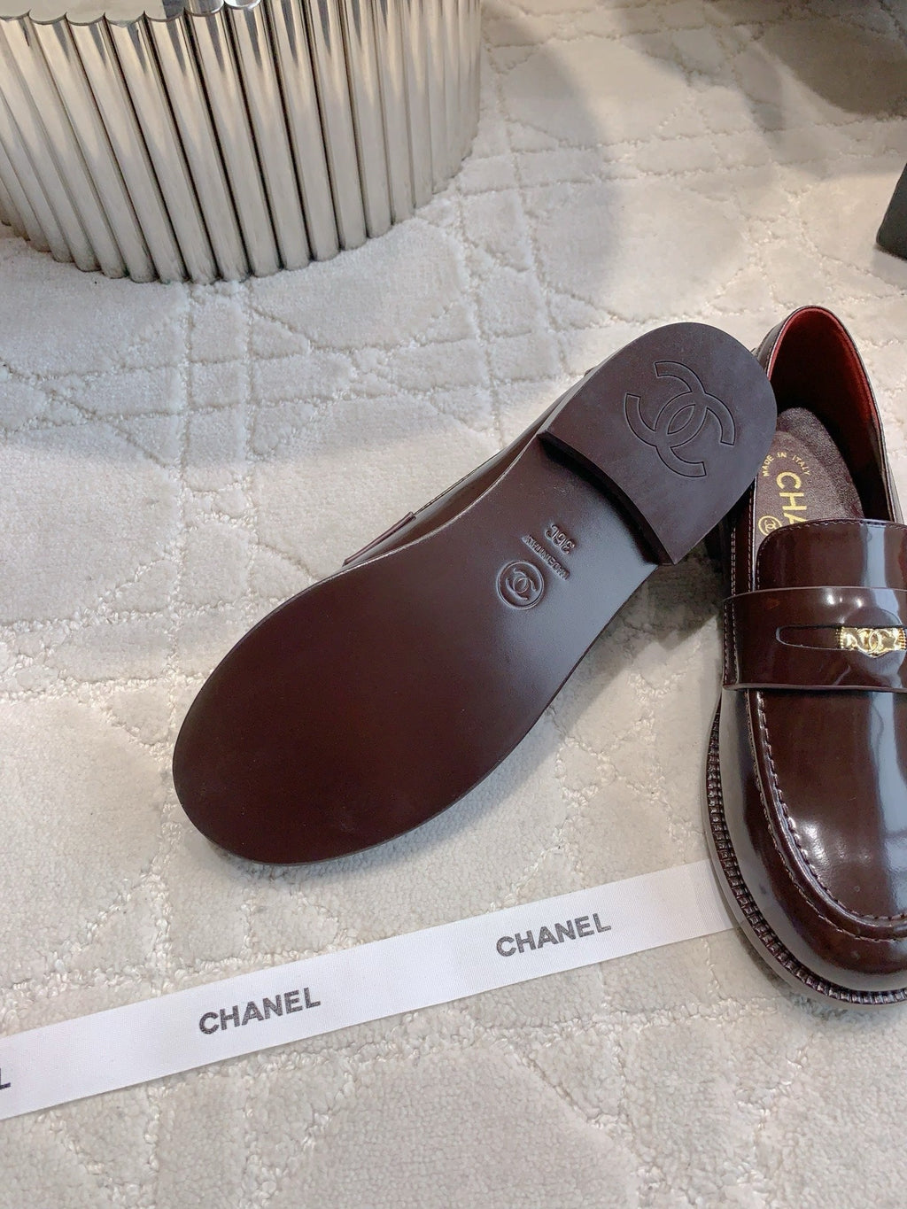CHANEL 25S MOCCASINS IN ROSEWOOD CALFSKIN GOLD HARDWARE